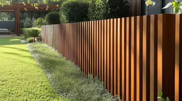 Vertical slat timber fence in a small Auckland backyard